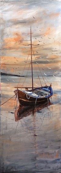 Abdul Hameed, 12 x 36 inch, Acrylic on Canvas, Seascape Painting, AC-ADHD-019